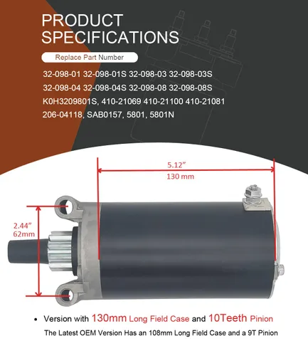 Vista 4 de Motor de arranque 5801N-wbe 5801N apto para motores Kohler Courage de 20HP 23HP 25HP 27HP Serie 7000 KT715 KT725 KT730 KT735 KT740 KT745 Reemplazo #