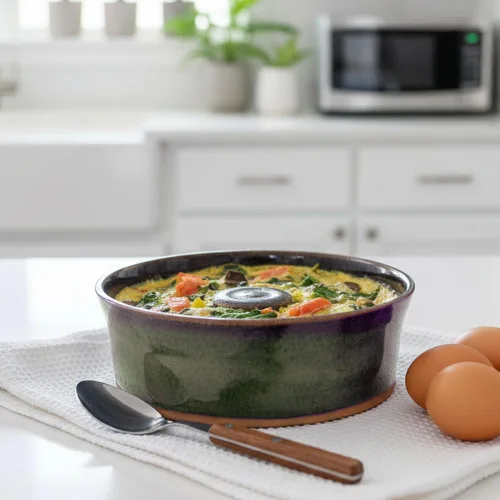 Vista 5 de American Made Stoneware Cerámica Microondas Omelette Huevos Cocina (Azul Medianoche - Tamaño doble)
