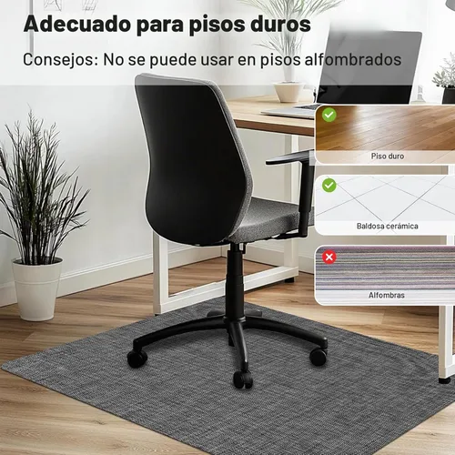 Vista 3 de AiBOB Alfombrilla para silla de oficina para suelo de madera dura y baldosas, 36" x 48" resistente para computadora y silla de escritorio
