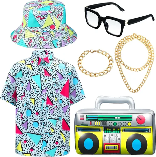 Vista 7 de Hicarer 6 Pcs 80s Outfit Accessories Set for Men Party Estilo clásico