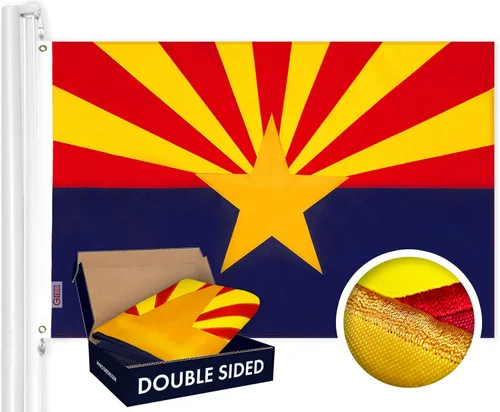 Vista 9 de G128 Bandera del Estado de Alabama 3 x 5 pies Serie Double ToughWeave de doble cara con costura de 210D de poliéster Rayas cosidas