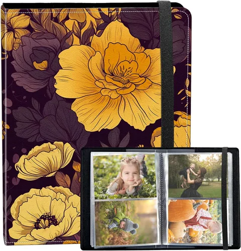 Vista 23 de Álbum de fotos de 3.5 x 5 pulgadas, cubierta de piel sintética de pequeña capacidad, mini álbum de fotos de águila americana de 3.5 x 5 con banda