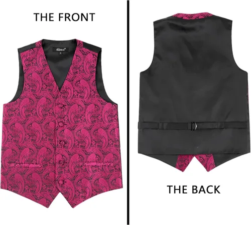 Vista 45 de Alizeal Conjunto de 2 piezas de corbata de lazo preatada de jacquard de cachemira con estampado floral clásico para niños
