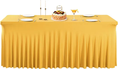 Vista 17 de PARTISKY - Mantel de elastano negro para mesas rectangulares de 4 pies, cubierta de mesa elástica para mesas plegables, bodas, fiestas, banquetes