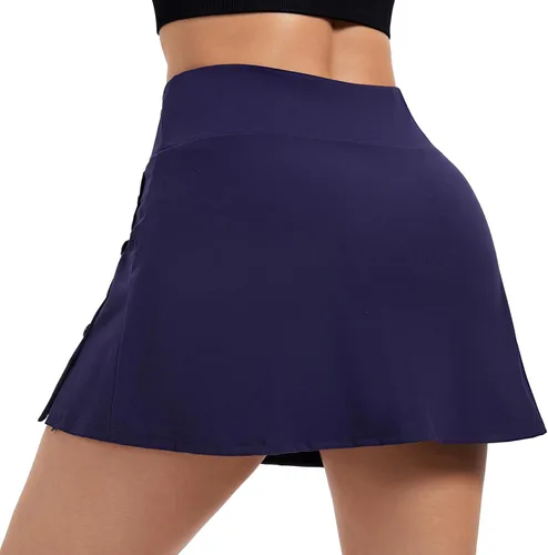 Vista 3 de Blaosn Faldas atléticas para mujer, gimnasio, yoga, entrenamiento, golf, tenis, falda pantalón de cintura alta con bolsillos, ropa bonita de verano