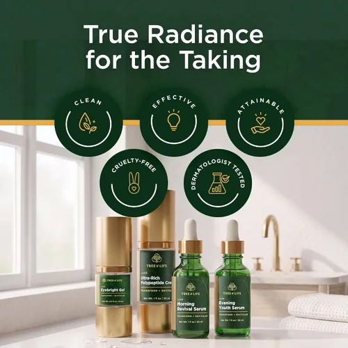 Vista 6 de Tree of Life Beauty Ultimate Skin Care Set, iluminador, reafirmante, hidratante, hidratante, iluminador, régimen completo de cuidado facial - Suero