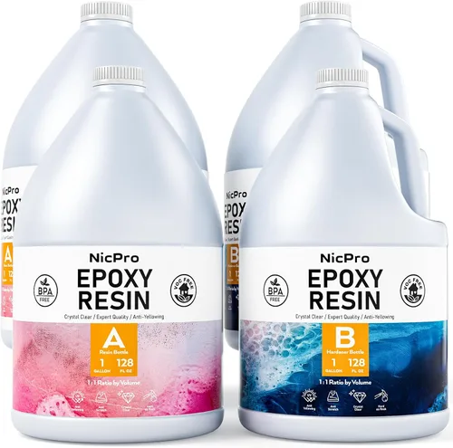 Vista 8 de Nicpro Kit de resina epoxi transparente de 1 galón, sin amarillamiento y sin burbujas, resina segura para alimentos para revestimiento y fundición