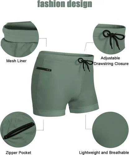 Vista 3 de COOFANDY Traje de baño para hombre con bolsillos con cremallera