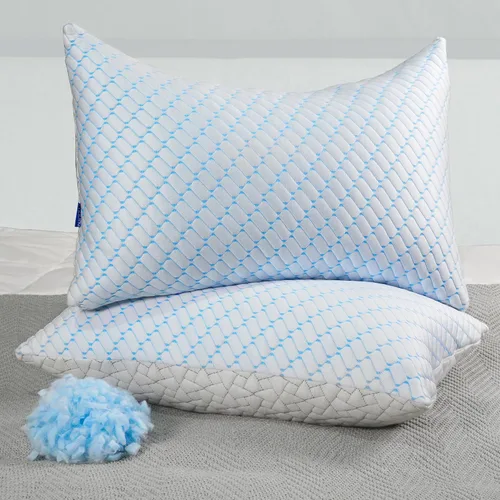 Vista 8 de Bafode Juego de 2 almohadas de espuma viscoelástica tamaño King, paquete de 2 almohadas de espuma viscoelástica trituradas para dormir, 20 x 36