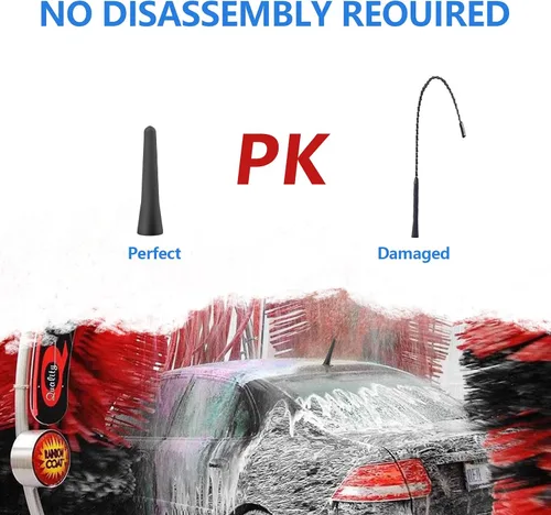 Vista 5 de Antena universal de repuesto para automóvil de 2.5 pulgadas, color negro, recepción optimizada de FM/AM, mini antena corta de aluminio para vehículo