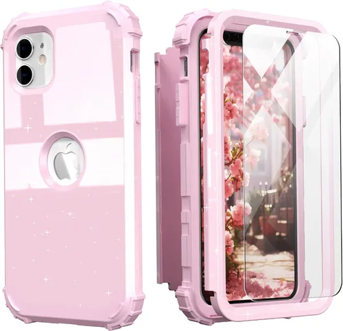 Vista 35 de IDweel Funda para iPhone 11 con Protector de Pantalla de Vidrio Templado, Híbrida 3 en 1 Resistente a Golpes Delgada de Protección Resistente
