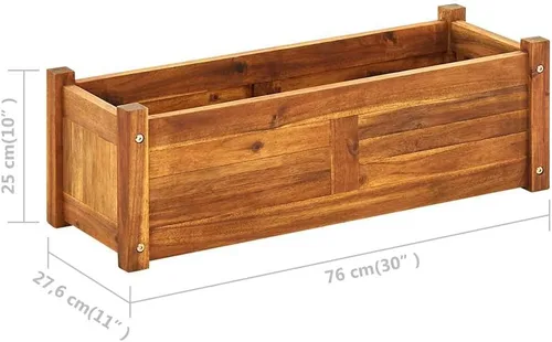 Vista 8 de vidaXL - Cama elevada para jardín, madera de acacia, 29.9 x 10.9 x 9.8 pulgadas