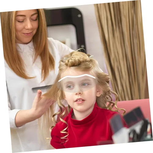 Vista 4 de NUOBESTY 50 piezas de escudo facial de corte de pelo para niños y niñas y adultos, suministros ligeros de corte de pelo para salones y uso doméstico