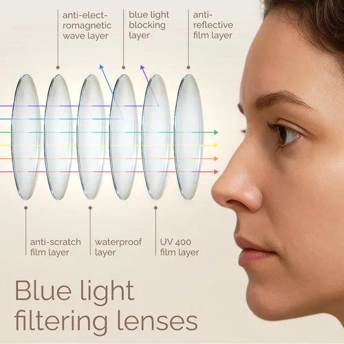 Vista 4 de IBOANN - Lentes con filtro de luz azul para mujeres y hombres, paquete de 3 unidades, armazón redonda estilo retro a la moda, lentes falsos vintage