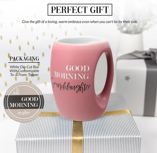 Vista 3 de Pavilion Gift Company - Good Morning Granddaughter - Taza de café rosa de 16 onzas, regalo de la abuela, abuelo, abuelos, regalo de larga distancia