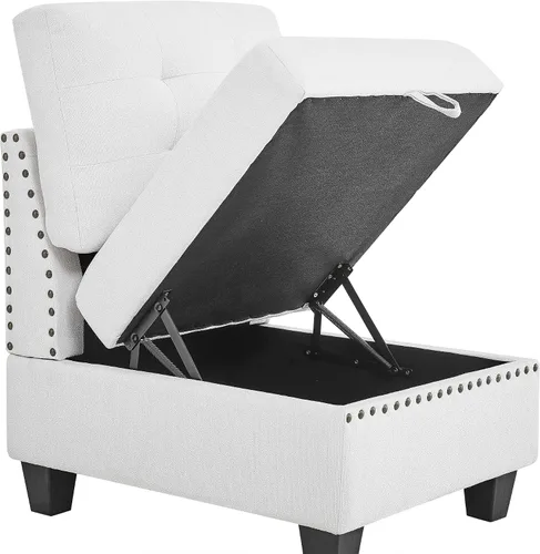 Vista 4 de ECLYL Juego de muebles seccionales de felpilla reversible con asiento de almacenamiento, sofá cama en forma de L con almacenamiento Ottman