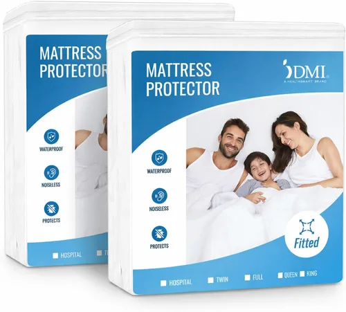 Vista 8 de DMI Protector de colchón impermeable individual – Ajustado, funda de colchón silenciosa, suave y transpirable, 39 x 75 x 8 pulgadas, color blanco