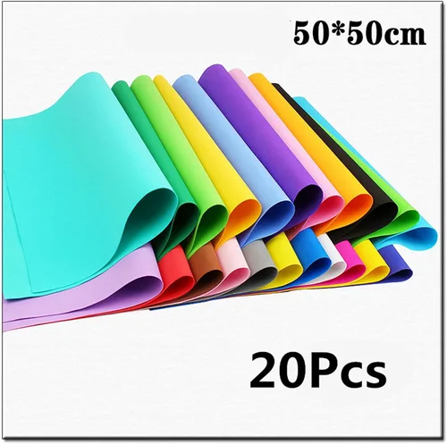 Vista 2 de 20 hojas de espuma EVA, 19 x 19 pulgadas, hoja de espuma colorida para proyectos de manualidades, aula, álbumes de recortes, fiestas, papel grueso