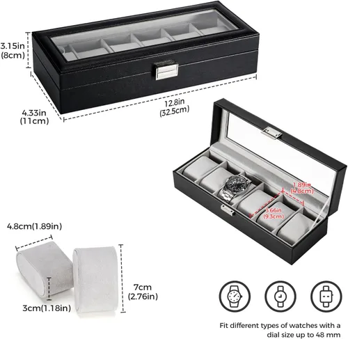 Vista 7 de ProCase Paquete de caja de reloj con caja de reloj de 6 ranuras