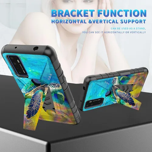 Vista 144 de Funda para AT&T Maestro Max 2021/Cricket Ovation 2 con protector de pantalla de vidrio templado, funda resistente con función atril integrada
