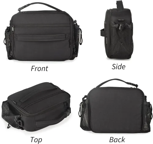Vista 6 de Cerbonny Lonchera para niños, bolsa de almuerzo aislada para niñas y niños, poliéster duradero con forro de PEVA, correa de hombro ajustable, 10.8
