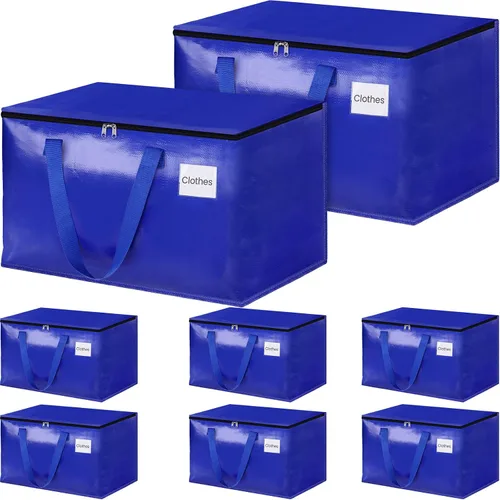 Vista 13 de HomeHacks Bolsas de Mudanza Resistentes con Cremalleras Fuertes y Asas, Bolsas de Mudanza Plegables, Contenedores de Almacenamiento para Embalaje