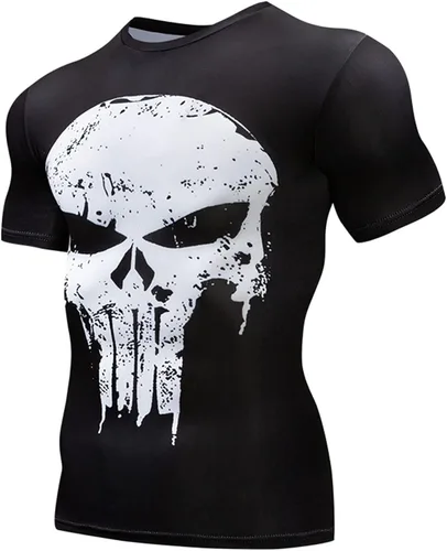 Vista 3 de TIMWOODER Camisa de compresión para hombre, camiseta de manga corta suave con estampado 3D, camiseta deportiva para gimnasio