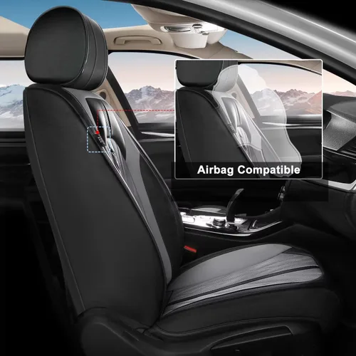 Vista 4 de TTX LIGHTING Juego completo de fundas de asiento para automóvil para Dodge Dart 2013-2016, cojines de asiento de cuero transpirable, impermeables