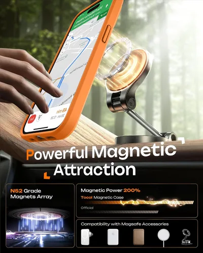 Vista 71 de TOCOL Funda magnética 3 en 1 para iPhone 15 Pro, mejorada [protección completa de cámara] con 2 protectores de pantalla, compatible con MagSafe Gris