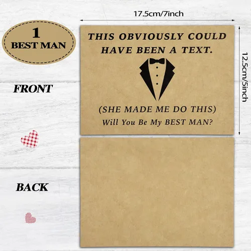 Vista 3 de Teling 8 tarjetas divertidas de propuesta de regalo para padrinos de boda, 7 tarjetas divertidas de Will You Be My Groomsman y 1 tarjeta Will You Be