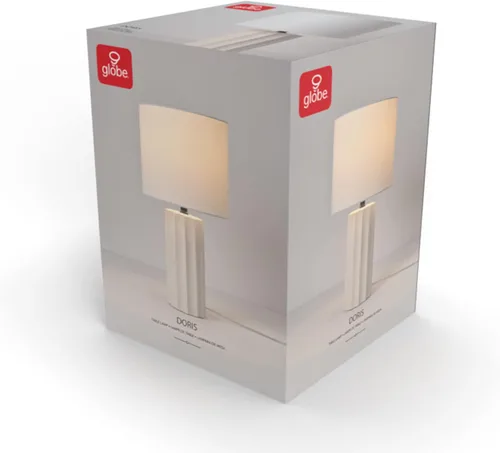 Vista 8 de GLOBE Electric 65922 - Lámpara de mesa de 20 pulgadas, acabado de hormigón acanalado, pantalla de lino blanco