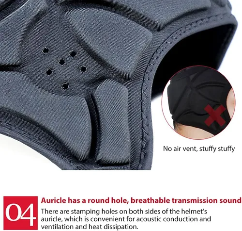 Vista 5 de Charque Casco suave para fútbol de bandera, casco de rugby para niños y adultos, casco acolchado suave para fútbol Scrum Cap protector de cabeza