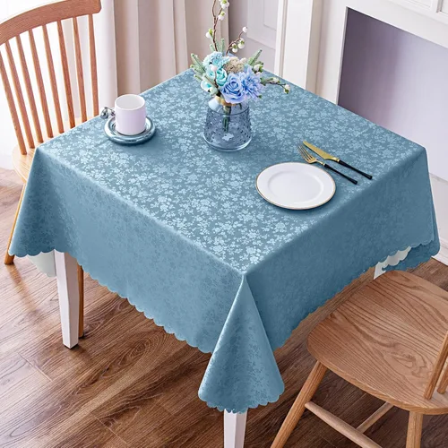 Vista 21 de Smiry Mantel cuadrado, mantel de vinilo resistente al agua, lavable, para cocina y comedor (azul bebé, 54 x 54 pulgadas)