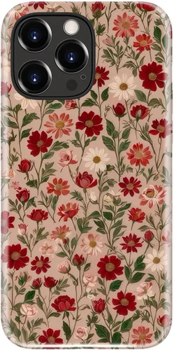 Vista 16 de Funda para iPhone 12 Mini, compatible con carga inalámbrica, protección de doble capa con elegante diseño de flores silvestres, silicona suave +