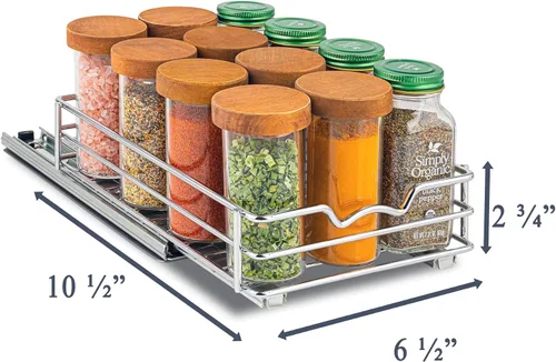 Vista 3 de Organizador de gabinete extraíble para especias, latas, resistente con garantía limitada de por vida, estante extraíble para especias para latas