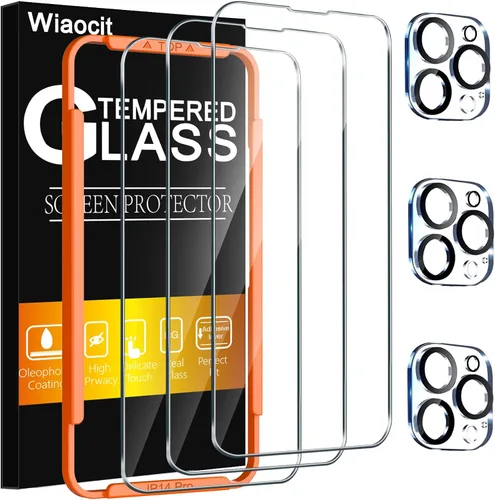 Vista 13 de Wiaocit 3 Pack Tempered Glass Screen Protector for iPhone 13 Pro with 3 Pack Camera Lens Protector, 9H Hardness, Bubble Free, Case Friendly