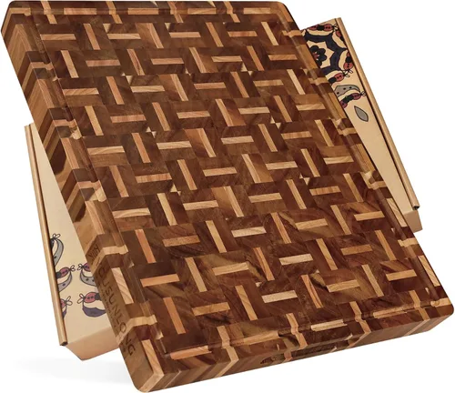 Vista 11 de YOUSUNLONG Cutting Board Large End Grain Acacia Wood Mixed With Oak - 1.5in Thick - 16''x13''Oversized Cutting Boards - Sustainable Kitchen Chopping
