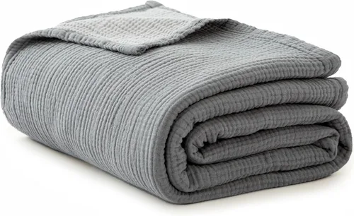 Vista 10 de Simple&Opulence - Manta de muselina 100 % algodón, transpirable ligera de 4 capas, manta suave de algodón para sofá, cama, camping, para todas