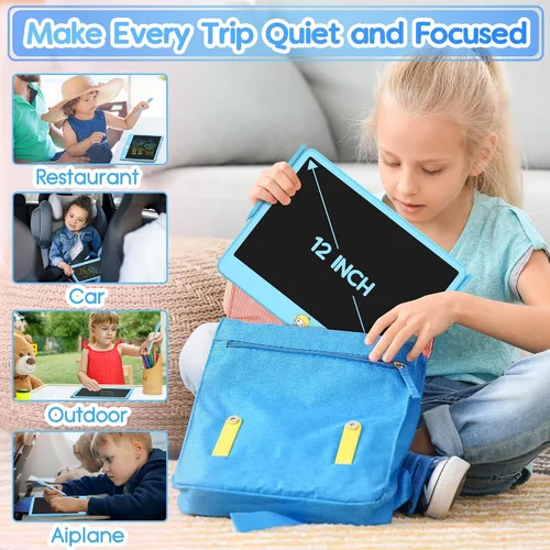 Vista 6 de Hockvill Tableta de escritura LCD de 12 pulgadas, juguetes para niños y niñas, almohadilla de dibujo para niños de 3, 4, 5, 6, 7 años, tablero