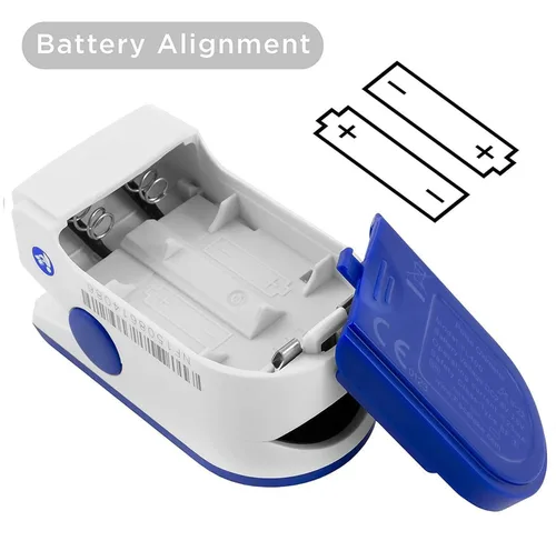 Vista 3 de Oxímetro de pulso FL400 Facelake con funda de transporte, pilas, cordón de cuello/muñeca azul