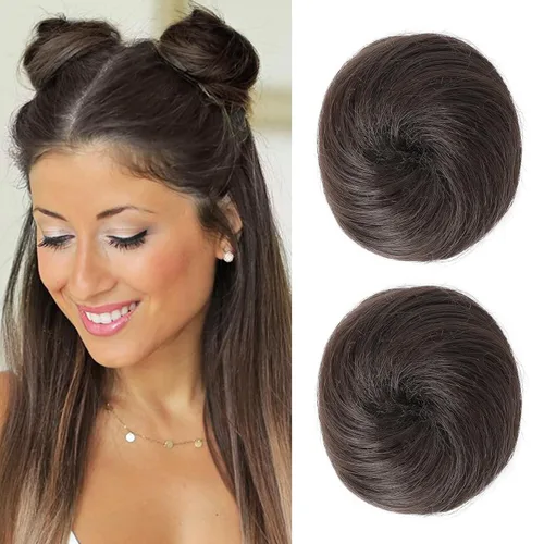Vista 55 de REECHO Space Bun Hair Pieces, 2 piezas de mini clips de garra en moños desordenados y orejas de gato, extensiones de moño de cabello falso HB001