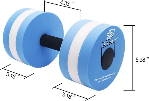 Vista 4 de Mancuernas acuáticas, 2 unidades, de espuma para ejercicio aeróbico en agua, mancuernas de resistencia para piscina, barras de mano para ejercicios