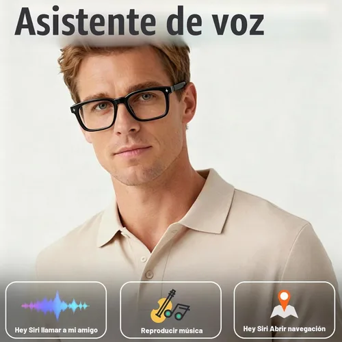 Vista 3 de Gafas inteligentes Bluetooth para hombres y mujeres, gafas AI con música de oído abierto