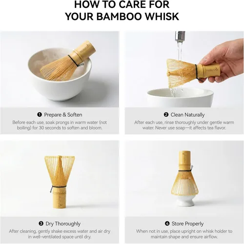 Vista 13 de MatchAiA Batidor de bambú matcha prémium (Chasen) – Batidor de té japonés tradicional hecho a mano de 100 puntas para matcha ceremonial y lattes