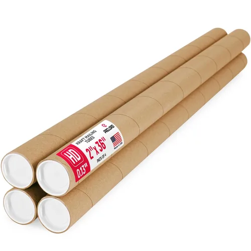 Vista 21 de Tubo de cartón reforzado de 2 x 18 pulgadas, paquete de 4 tubos con 8 tapas, seguro aprobado por USPS, ideal para envío y almacenamiento