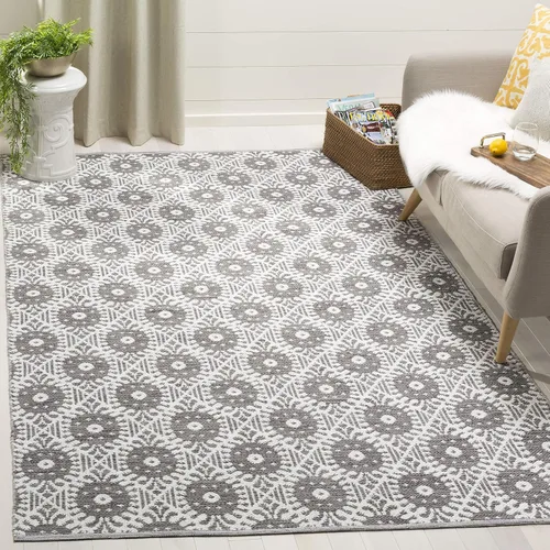 Vista 6 de Safavieh Colección Montauk - Alfombra decorativa de 2 pies 3 pulgadas x 3 pies 9 pulgadas, color negro y marfil, algodón hecho a mano, ideal