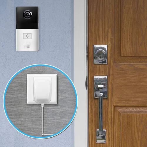 Vista 3 de Timbre de video con cable transformador de corriente, adaptador de corriente cableado, compatible con anillo, para timbre de video Nest