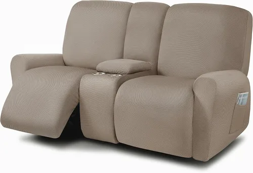 Vista 32 de ULTICOR Fundas para sofá reclinable de 8 piezas, fundas elásticas con hilo teñido para sofá reclinable de 3 cojines, gruesas, suaves y lavables Gris