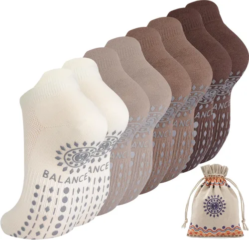 Vista 9 de Toes Home Calcetines de pilates para mujer, calcetines de yoga con agarre 2 Pairs negro