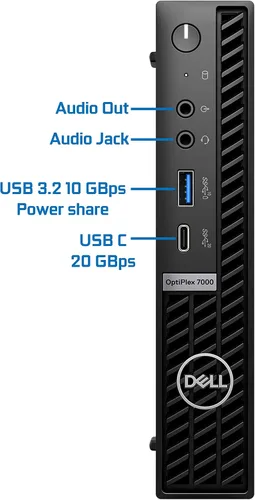 Vista 2 de Dell OptiPlex 7000 Micro computadora de escritorio, Intel i7-12700T, 64 GB de RAM, SSD NVMe de 2 TB, Wi-Fi 6E, Bluetooth, USB C, DisplayPort, HDMI